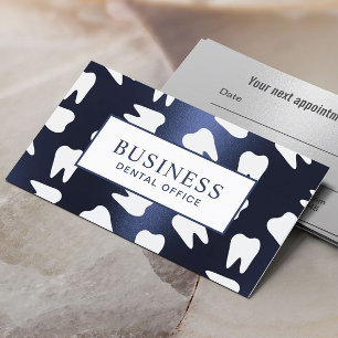 Carte De Rendez-vous Dentiste Tooth Motif Marine Blue Dental Nomination