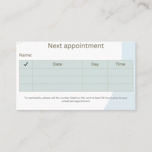 Carte de rendez-vous dermatologue simple et élégan (Dos)