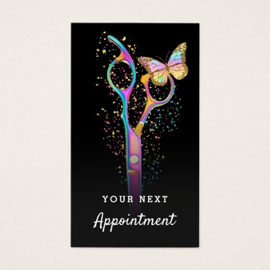 carte de rendez-vous des ciseaux de coiffure (Devant)