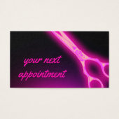 carte de rendez-vous des ciseaux rose néon (Devant)