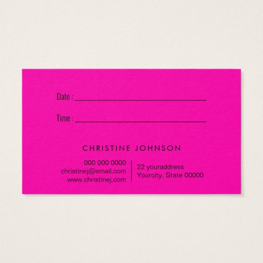 carte de rendez-vous des ciseaux rose néon (Dos)