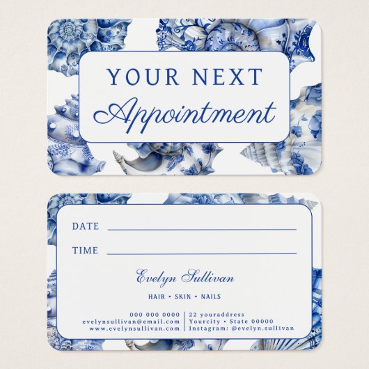 Carte de rendez-vous des coquillages bleus (Devant & derrière)