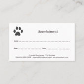 Carte de rendez-vous des services de paw et d'anim (Dos)
