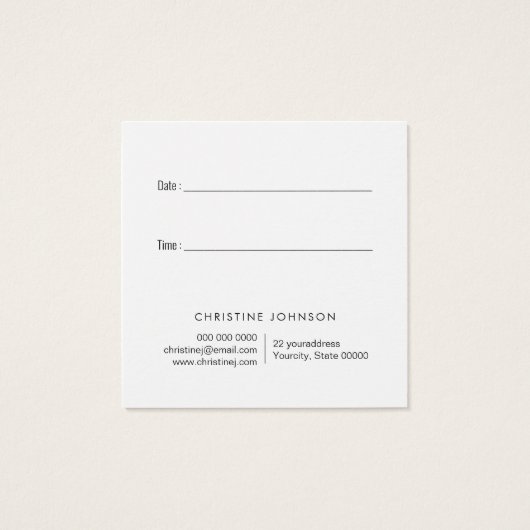 carte de rendez-vous design (Dos)