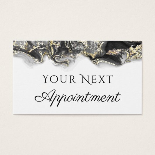 carte de rendez-vous design marbré noir (Devant)