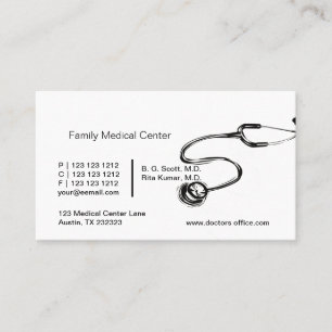 Carte De Rendez-vous Dessin à la main Médecin Infirmière Stéthoscop