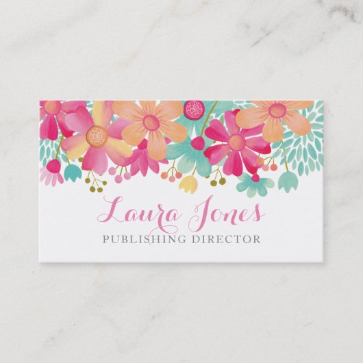 Carte De Rendez-vous Directeur de publication de l'Éditeur Floral Peint (Devant)