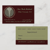 Carte De Rendez-vous Docteur Médicale Appointments de caducée de (Devant / Derrière)