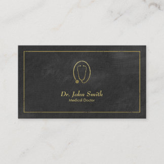 Carte De Rendez-vous Docteur, Toile Noire Cadre doré & Stethoscope