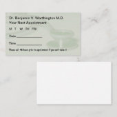 Carte De Rendez-vous Doctor Office Patient Appointment Cards (Devant / Derrière)