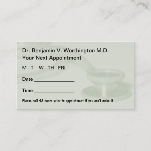 Carte De Rendez-vous Doctor Office Patient Appointment Cards (Devant)