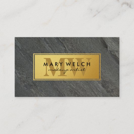 Carte De Rendez-vous Doré | Roche de l'ardoise | Monogramme classique (Devant)