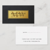 Carte De Rendez-vous Dorée | Monogramme en cuir | Style exécutif (Devant / Derrière)