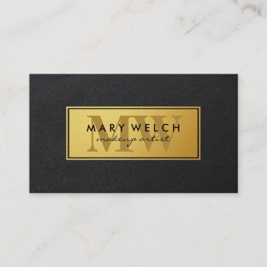 Carte De Rendez-vous Dorée | Monogramme en cuir | Style exécutif (Devant)