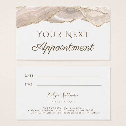 Carte de rendez-vous du comptoir en or ivoire (Devant & derrière)