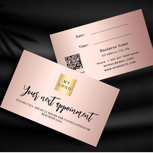 Carte de rendez-vous du logo d'entreprise en or ro