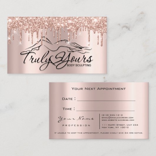 Carte de rendez-vous du Rose de fermeture de carro (Devant / Derrière)