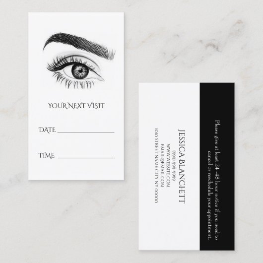 Carte de rendez-vous du salon Brows Microblading (Devant / Derrière)