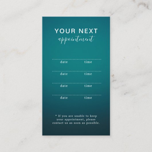 Carte de Rendez-vous du Salon de Beauté Simple et (Devant)