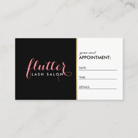 Carte de rendez-vous du salon Glam Black Pink Gold (Devant)