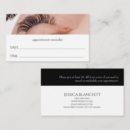 Carte de rendez-vous du salon Lash Extensions (Devant / Derrière)