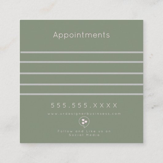 Carte de rendez-vous du Studio de Beauté du Salon  (Dos)