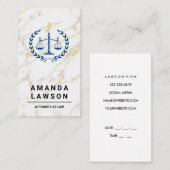 Carte De Rendez-vous Échelles de justice | Avocat | MARBRE BLANC (Devant / Derrière)