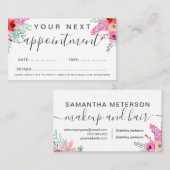 Carte De Rendez-vous Écriture d'aquarelle florale rose menthe (Devant / Derrière)