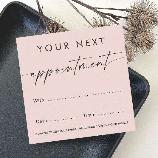 Carte De Rendez-vous Écriture manuscrite logo personnalisé clair rose p