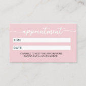 Carte De Rendez-vous Écriture Moderne Rose Pâle et blanc (Dos)