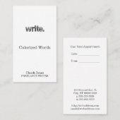 Carte De Rendez-vous Écrivez : Auteur, écrivain indépendant, auteur (Devant / Derrière)