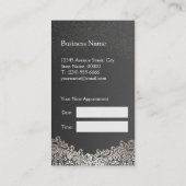 Carte De Rendez-vous Elégant Argent Damask - Hair Stylist Nomination (Dos)