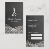 Carte De Rendez-vous Elégant Argent Damask - Hair Stylist Nomination (Devant / Derrière)