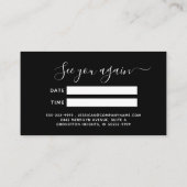 Carte De Rendez-vous Elegant Black Gold Monogram Script Appointment (Dos)
