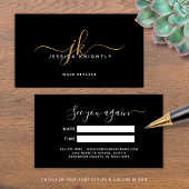 Carte De Rendez-vous Elegant Black Gold Monogram Script Appointment