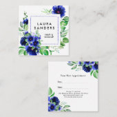 Carte De Rendez-vous Elégant Blue Flower Hair & Maquillage (Devant / Derrière)