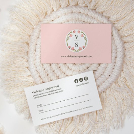 Carte De Rendez-vous Elegant Botanical Monogram Crest Photo