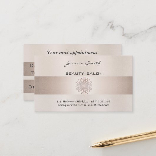 Carte de rendez-vous élégant brillant dandelion br (Devant/Arrière en situation)