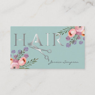 Carte De Rendez-vous Elégant ciseaux floraux d'aquarelle boho