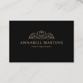 Carte De Rendez-vous Elegant Crown Salon Black Beige (Devant)