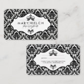 Carte De Rendez-vous Elégant Damask avec Monogramme (carte de rendez-vo (Devant / Derrière)