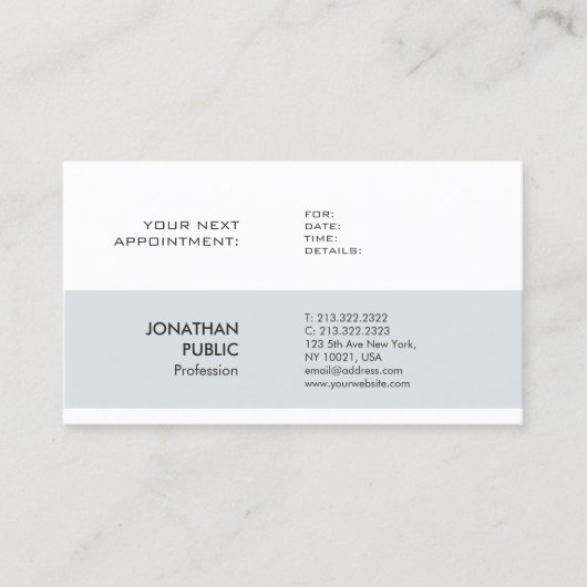 Carte De Rendez-vous Elégant Design simple Nomination Rappel Plat (Devant)