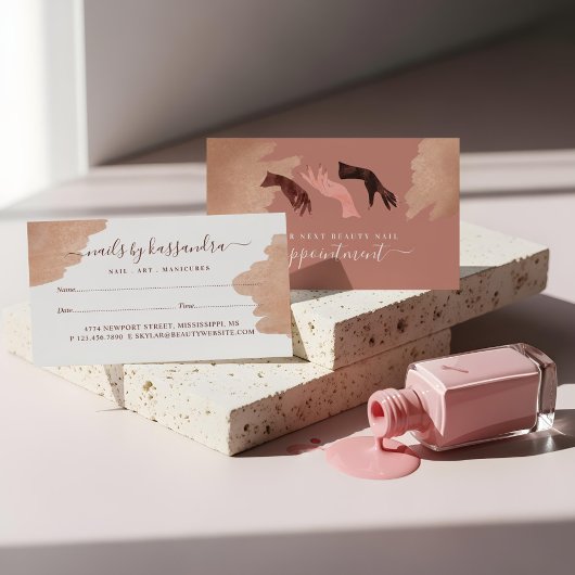 Carte De Rendez-vous Élégant Glam Beauté mains ongles Artiste Manucure