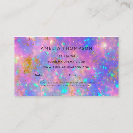 Carte de rendez-vous Elegant Gold Fire Opal (Dos)