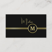 Carte De Rendez-vous Elegant Gold Signature Monogram on Black (Devant)