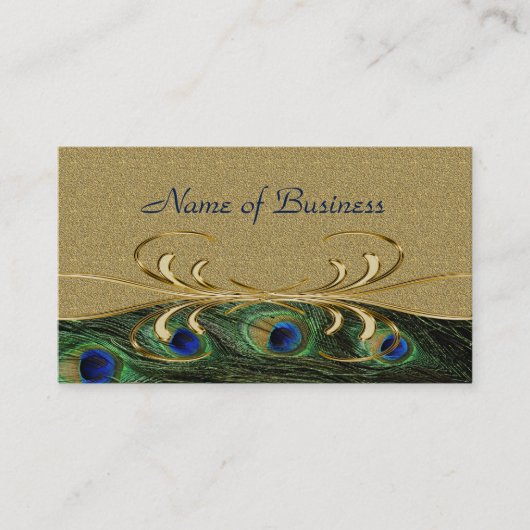 Carte De Rendez-vous Elégant Golden Swirl Peacock Feathers Nomination (Devant)