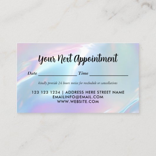 Carte De Rendez-vous Elegant Iridescent Holographic Opalescent (Dos)