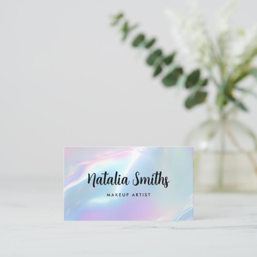 Carte De Rendez-vous Elegant Iridescent Holographic Opalescent (Debout devant)