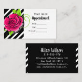Carte De Rendez-vous Elégant & mignon Rose Noir Blanc rayé Salon (Devant / Derrière)