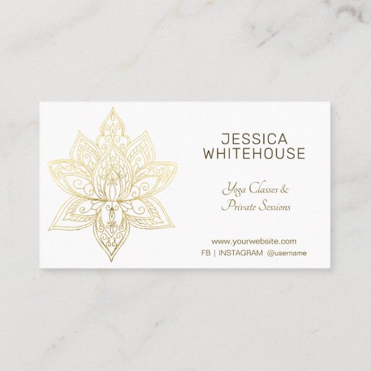 Carte De Rendez-vous Elegant Modern Gold Lotus Flower Script (Dos)